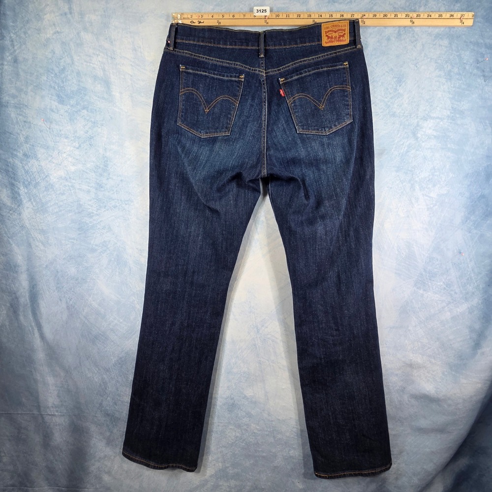 Levis 505 Straight Leg Jeans Womens 14 Dark Wash Indigo Denim Mid Rise Classic - Picture 6 of 8